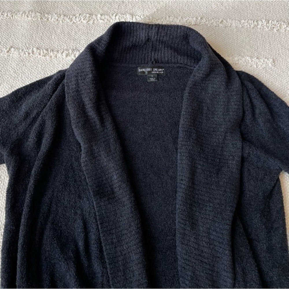 Barefoot Dreams The Cozy Chic Lite Circle Black Open Front Cardigan Medium - Picture 3 of 11